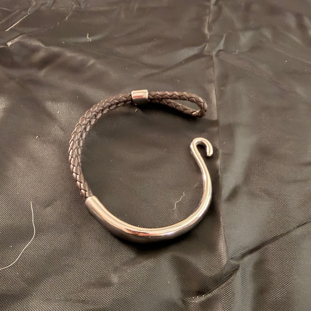 Elegant Silver and Brown Men's Bracelet